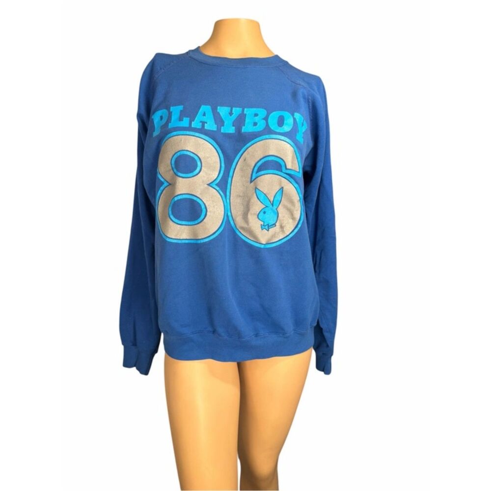 Vintage Playboy 86 Bunny Crewneck Sweatshirt Blue 1980s